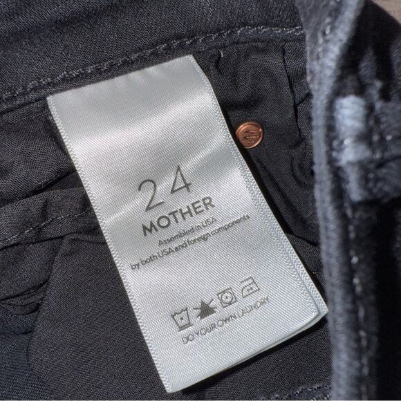 MOTHER The Stunner Double Zip Ankle Step Fray Black Denim Jeans Size 24 - Picture 12 of 12